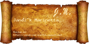 Janák Marinetta névjegykártya
